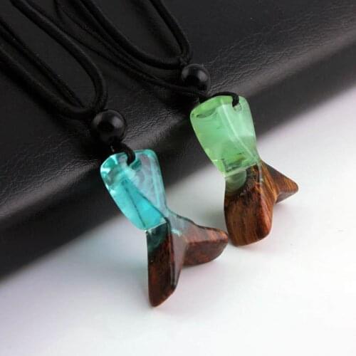 2019 Statement Handmade Resin Pendant Necklace Women Men Fashion Sweater Chain Blue Green 2 Color Charm Pendant Jewelry