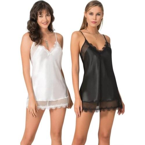 Black Short Satin Nightgown