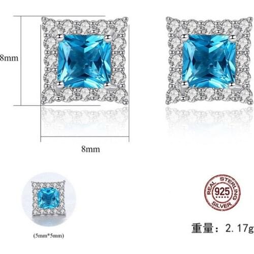 HOT Sell S925 Sterling Silver Tremella nail four claws inlaid Crystal zircon ruby sapphire simple womens Earrings