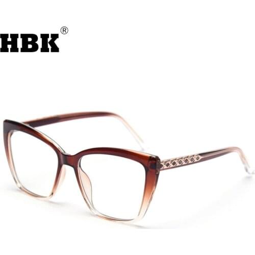 HBK New Anti Blue Light Cat Eye Glasses Office Computer Women Fashion Gaming Big Size Men Myopia Eyeglasses Frame UV400