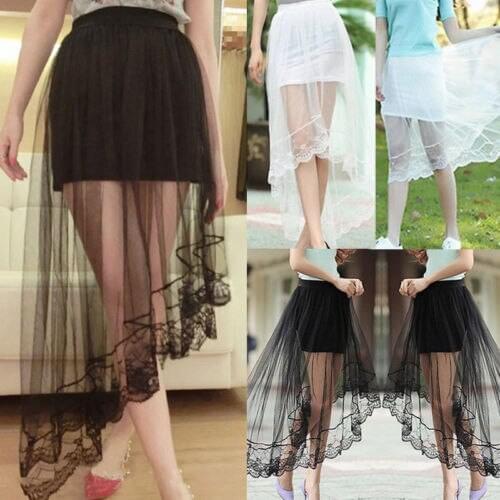 Spring USA NEW LADIES WOMEN Lolita Stlye A Line Casual Solid LONG JERSEY MAXI DRESS LADIES Lace SKIRT