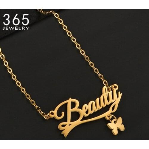 Personalized Customized Name Necklace Pendant Gold Butterfly Custom Nameplate Necklaces for Women Girl Birthday Jewelry Gifts