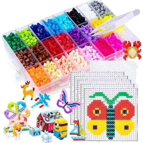 JINLETONG Pegboards for Fuse Beads 5mm, 5000Pcs Fuse Beads Kits Including 5 Large Perler Boards, 5 Tweezers and 5 Ironing Papers