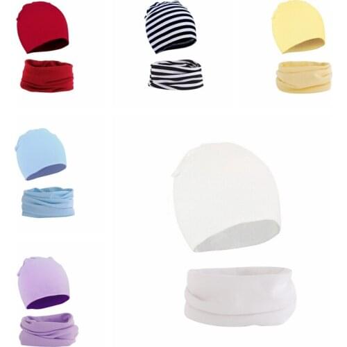 Toddler Comfortable Soft Knitted Cotton Hat and Scarf Set Fashion Spring and Autumn Warm Infant Striped Cap Photography Props