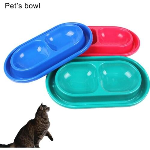Puppy Dog Cat Food Water Dish No Slip Feeder Double Dispenser Bowl Pet Supplies Cat Bowls Cute