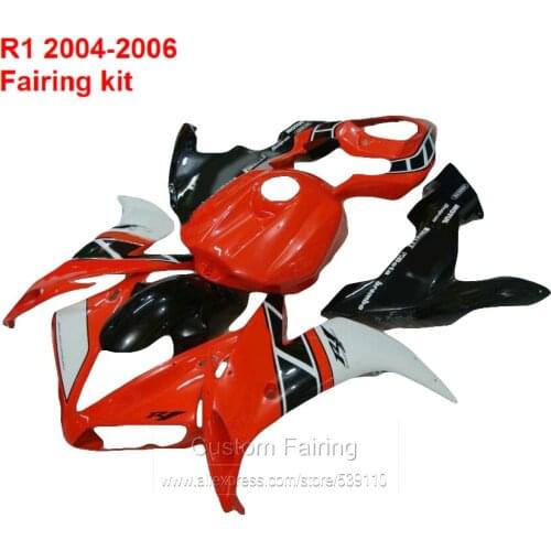 Injection Molded Fairings For YAMAHA YZF R1 2004 2005 2006 year 04 05 06 ( Red black ) fairing kit add decal SZ67