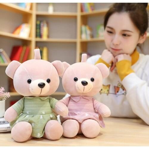 28cm Cute Dressed Bear Plush Toys Soft Stuffed Cartoon Animal Teddy Bear Doll Pendant Kids Birthday Christmas Gifts Party Decor