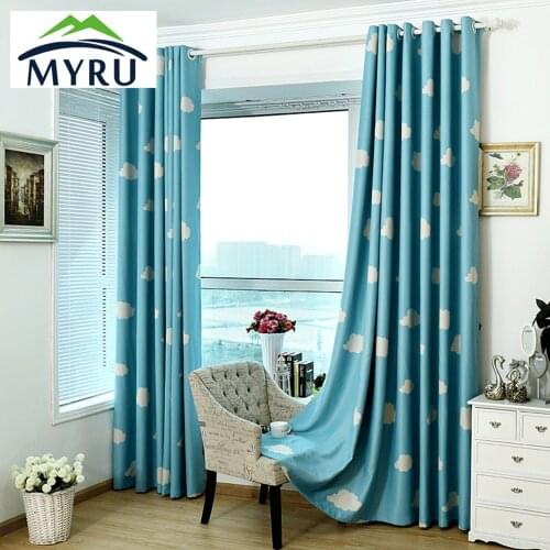 MYRU High Quality Baby Curtains, Childrens Cheap Blackout Curtains,Blue and White Window Drapes,Kids Bedroom Curtains Clouds
