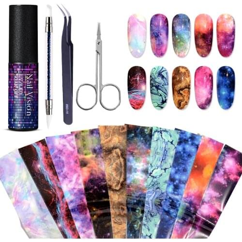 Starry Sky Sticker Set Transfer Glue Soak Off Gel Polish For Transfer Nail Foil Image Environmental Plant Nail Art DIY Tools