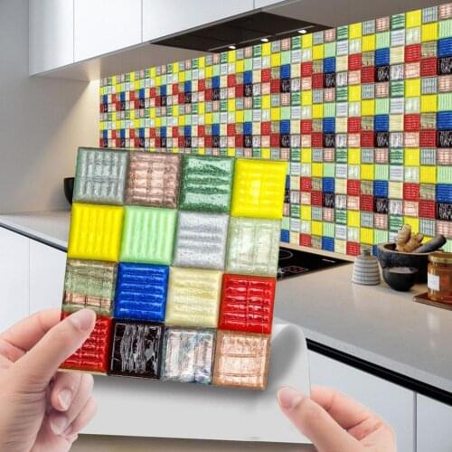 Wall Border Tile Sticker Wall Sticker Removable Buiding Blocks Peel & Stick Oil Proof for Kitchen Floor Bathroom