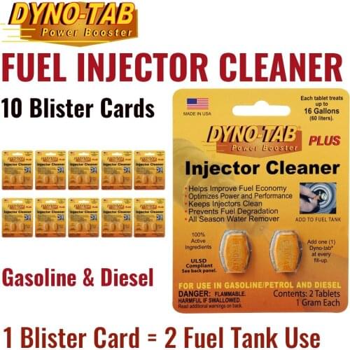Dyno tab fuel injector cleaner Petrol Gasoline and Diesel fuel treatment economy Save carbon cleaner (10 Blister Cards)