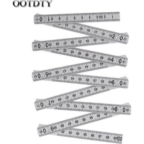 OOTDTY 1M 2M 10-parts Folding Carpenters Ruler Lightweight Compact Measuring Stick Slide Fold Up for Woodworking