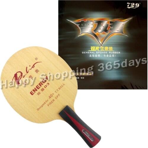 Original Pro Table Tennis/ PingPong Combo Racket: Palio ENERGY 03 Blade with 2x RITC729 General Rubbers Long Shakehand FL