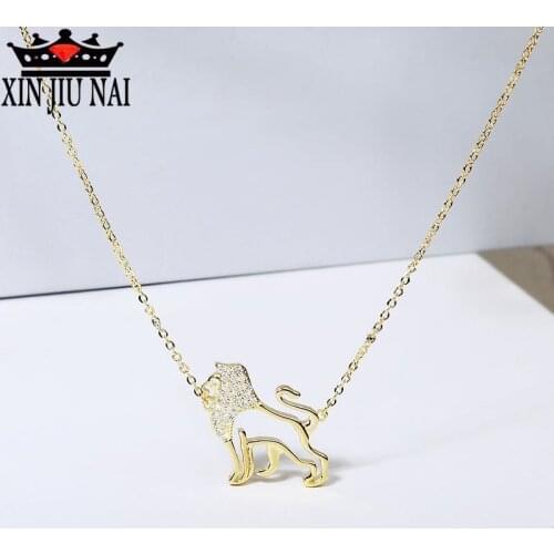 New fashion creative personality DIY 18K gold hiphop street animal lion shape full diamond clavicle necklace women jewelry