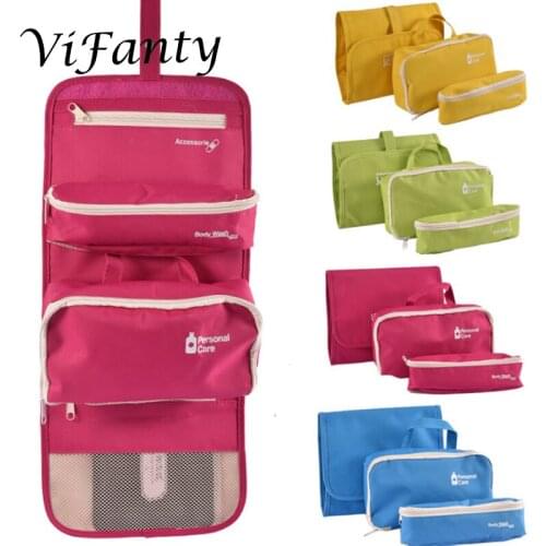 Hanging Toiletry Bag for Travel Accessories, Shampoo, Cosmetics + Personal Items with Waterproof Compartment and Folding Design