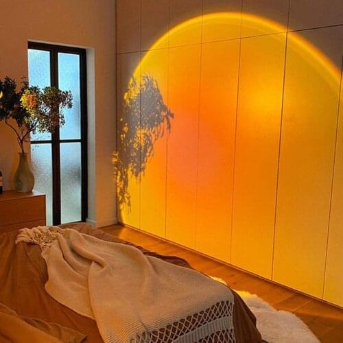 Rainbow Sunset Projector Lamp Atmosphere Night Light Home Coffee Shop Projected Lamp Background Wall Decoration Colorful Light