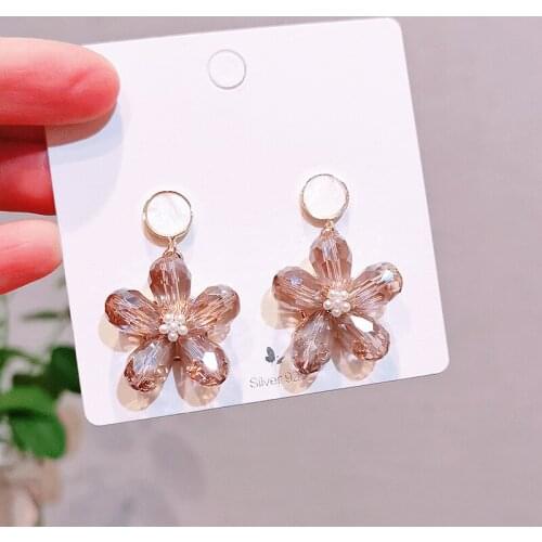 Luxury Shiny Crystal Drop Earrings Wedding Bridal Dangle Earrings Charm Flower Earring for Women Party Jewelry Accessories