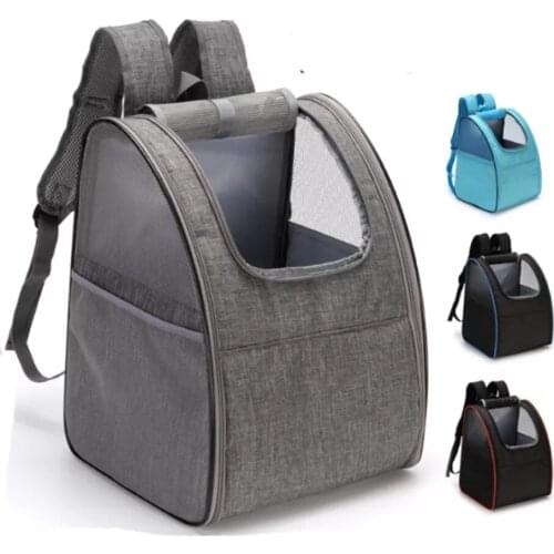 Multifunctional Pet Bag Breathable Dog Double Shoulder Bag Travel Carrier with Foot Pad 2 Zipper Outdoor Foldable Cat Backpack