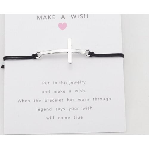 Antique Jesus cross charm Lucky Wish Card Red Rope Women Bracelet for Women Men Friendship Adjustable Bracelets Jewelry