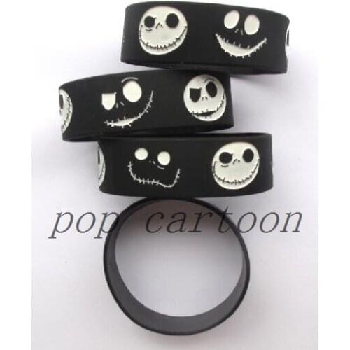 50 pcs Nightmare Before Christmas Wristband Silicone Promotion Gift Filled In Color Bracelet s03
