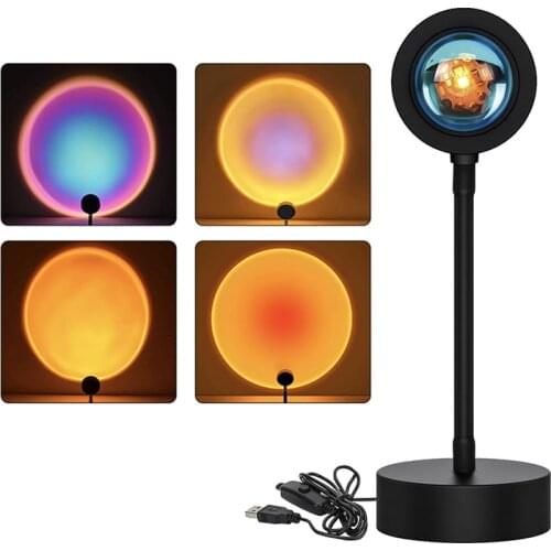 LED Projector Lamp Rainbow Night Light For Home Bedroom Wall Decoration USB Sun Projection Table Lamp