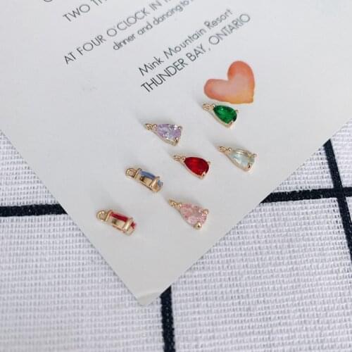 DIY jewelry accessories wholesale color copper-plated zircon drop earrings accessories pendant materials