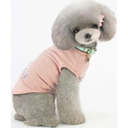 Pet Dog Vests Essential Set Shirt Round Neck Sweat-wicking Sleeveless Dog Striped Vest Cotton Striped Top For Summer 2021