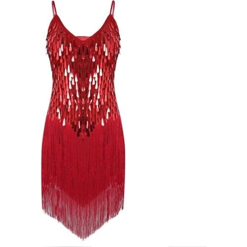 Ladies Latin Dance Dress Sequin Tassel 1920s Flapper Dress Charleston Gatsby Party Fancy Costume Dance Competition