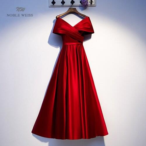 Evening Dress Dark Red V-Neck Dresses Woman Party Night A-LINE Evening Gowns for Women