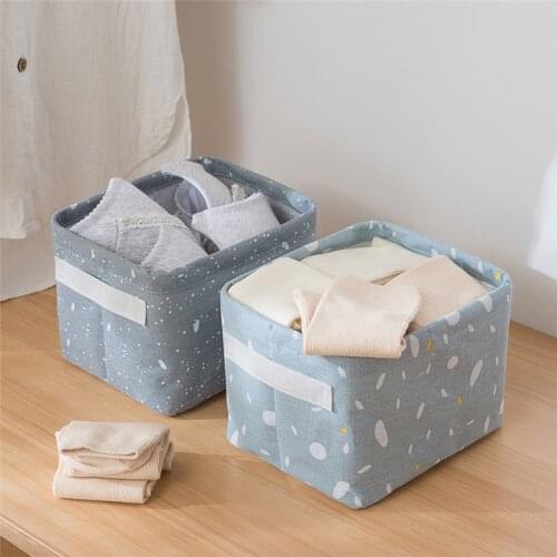 1PC Cotton Linen Desktop Storage Basket Sundries Underwear Toy Cosmetic Book Organizer Snacks Container Clothing Storage Box