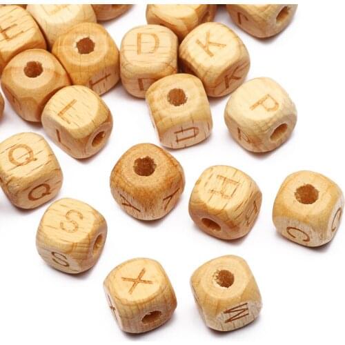 10×10mm A-Z Square Alphabet Beads Natural Wooden Letter Beads for Jewelry Making DIY Bracelet Handmade Accessories