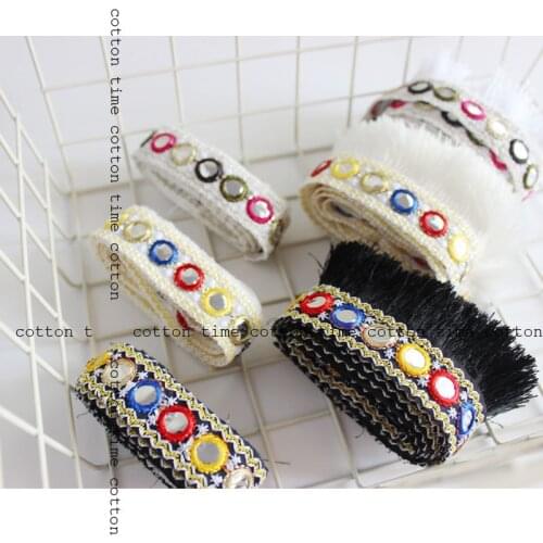 5yards Indian Mirro Trim Boho lace Multicolour Gypsy Lace Sawing Accessory for fashion cloth Bags home deco accessory