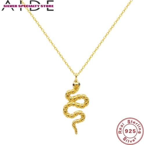 AIDE 925 Sterling Silver Necklace For Women 2020 Fine Jewelry Snake Pendant Choker Chain Charms Collares Bijoux Collar Girl Gift