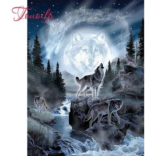 5D Diy Diamond embroidery new Mosaic wolf Of living room wall stickers broderie diamant plein round Diamond painting animals