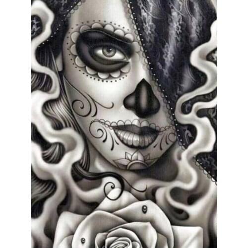 Women diamond mosaic sugar skull girl embroidery painting by number rhinestone wall sticker decor dimond drawing art needlework