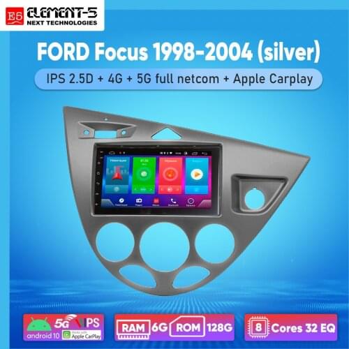 ELEMENT-5 7" 2G+32G Android 10 4G NET WIFI RDS DSP Car Radio For FORD Focus 1998-2004 (silver) GPS HiFi