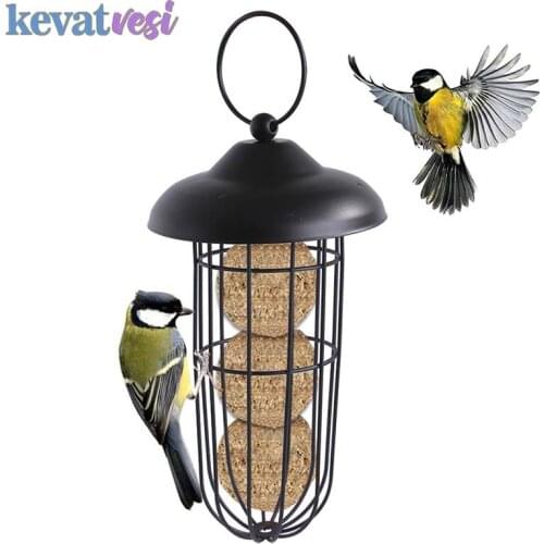 Bird Feeder Hanging Automatic Bird Feeding Tool Metal Carrying Bird Feeder for Outdoor Hanging Feeding Holder Pet Bird Suppli