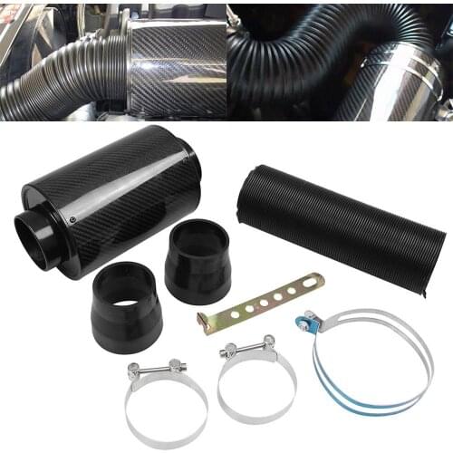 Auto Car Carbon Fibre Cold Air Filter Enclosed Intake Induction Pipe Hose Kit