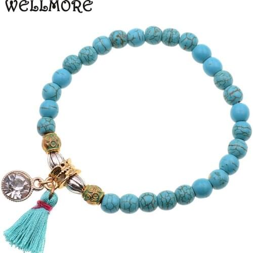 WELLMORE 6MM beaded bracelets Natural stone beads bracelets for women faishion jewelry drop shipping wholesale