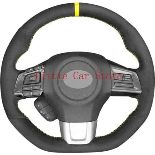 Steering Wheel Covers Hand-stitched Black Suede Yellow Marker Car Cover For Subaru WRX STI 2021-2021 Levorg