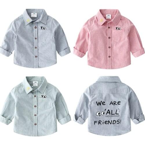 Baby Cartoon Long Sleeve Shirt 2021 Autumn New Boys Kids Childrens Lapel Shirt tx-a096
