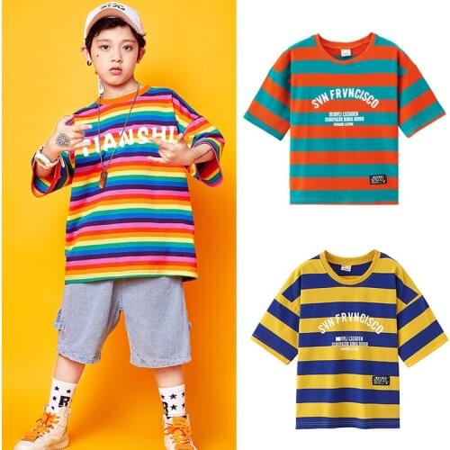 Boys Street Dance Wear Short-Sleeved T-Shirt Summer Hip-Hop Dance Clothes Girls Jazz Costumes Performance Rave Clothes SL2856
