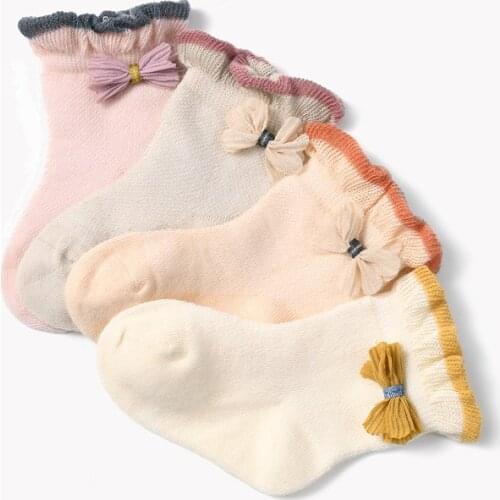 Childrens Spring Summer Mesh Socks Breathable Thin Princess Lace Socks Baby socks Boneless Stitched Bow Newborn Socks