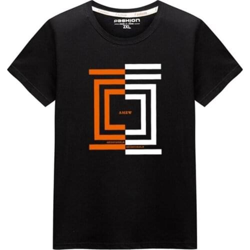 Men T Shirt Summer Casual O-Neck Short Sleeve T-Shirts Geometric pattern Print Tee Shirt Homme 100%Cotton Breathable T-Shirt Men