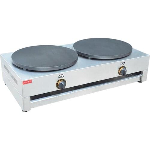 Double Plates Gas Crepe Maker 400mm Double Pancake Maker Commercial Pancake Baking Machine FYA-2.R
