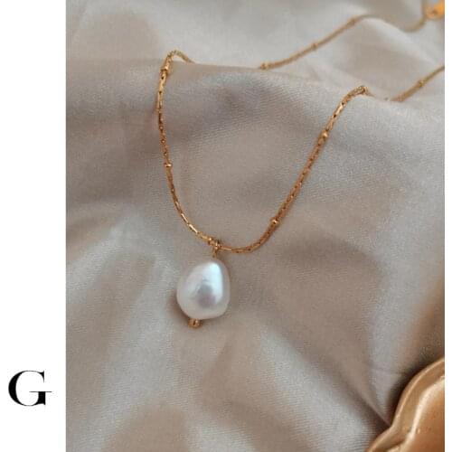 GHIDBK 2020 Fashion Jewelry Wholesale Stainless Steel Baroque Natural Freshwater Pearl Charms Necklaces Street Style Ins Chokers