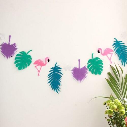 Flamingo And Cocunut Leaves Garland Summer Party Garland Birthday Photo Prop Tropical Luau Pool Hawaiian Party Flamingle Decor