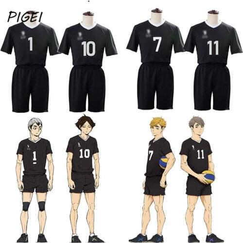 Haikyuu!! Inarizaki High School Miya Atsumu Cosplay Costume Black T-shirt Suits Uniform Mens Anime Volleyball Jersey Sportswear