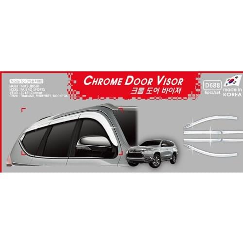 Chrome door visor side window deflector shade sun rain shield silver trips eaves for Mitsubishi Pajero