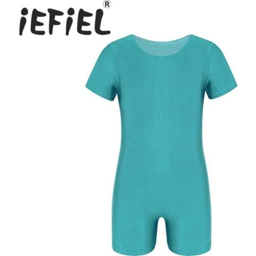 Unisex Kids Girls Children Boys Short Sleeved Unitard Leotard Dance Gymnastics Ballet Dance Performance Leotard Jumpsuit Unitard